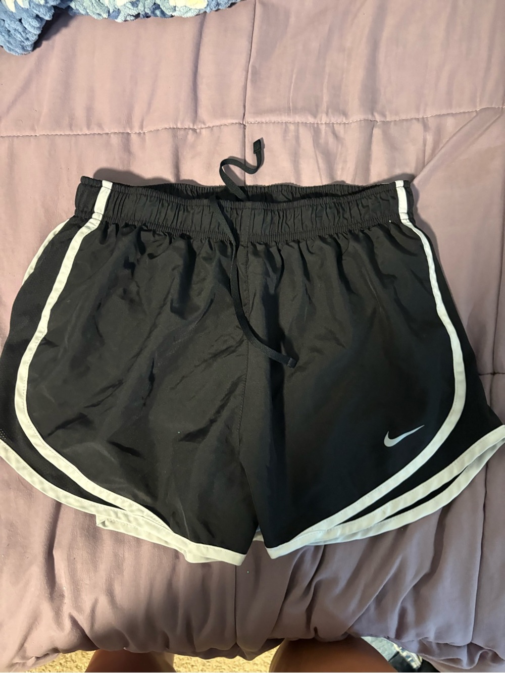 Nike Black Athletic Shorts with White Piping